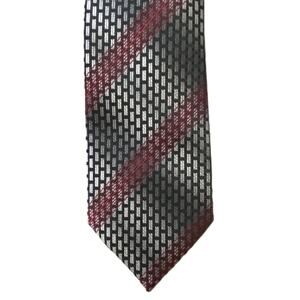 Perry Ellis Portfolio Necktie 3" Black & Red Bahr Plaid Standard Length NEW